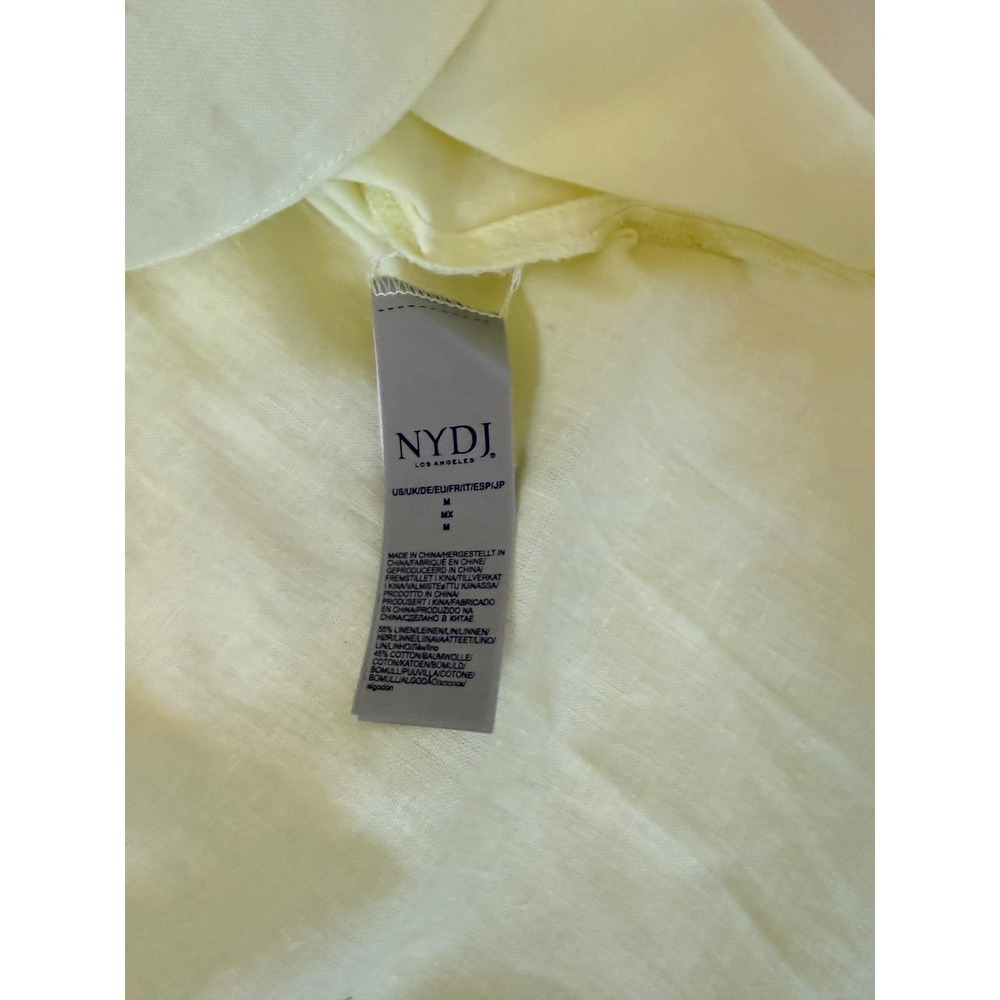 NYDJ Soleil Yellow Linen Blend 3/4 Sleeve Pintuck Tunic Top Blouse NWT Medium - Picture 3 of 4
